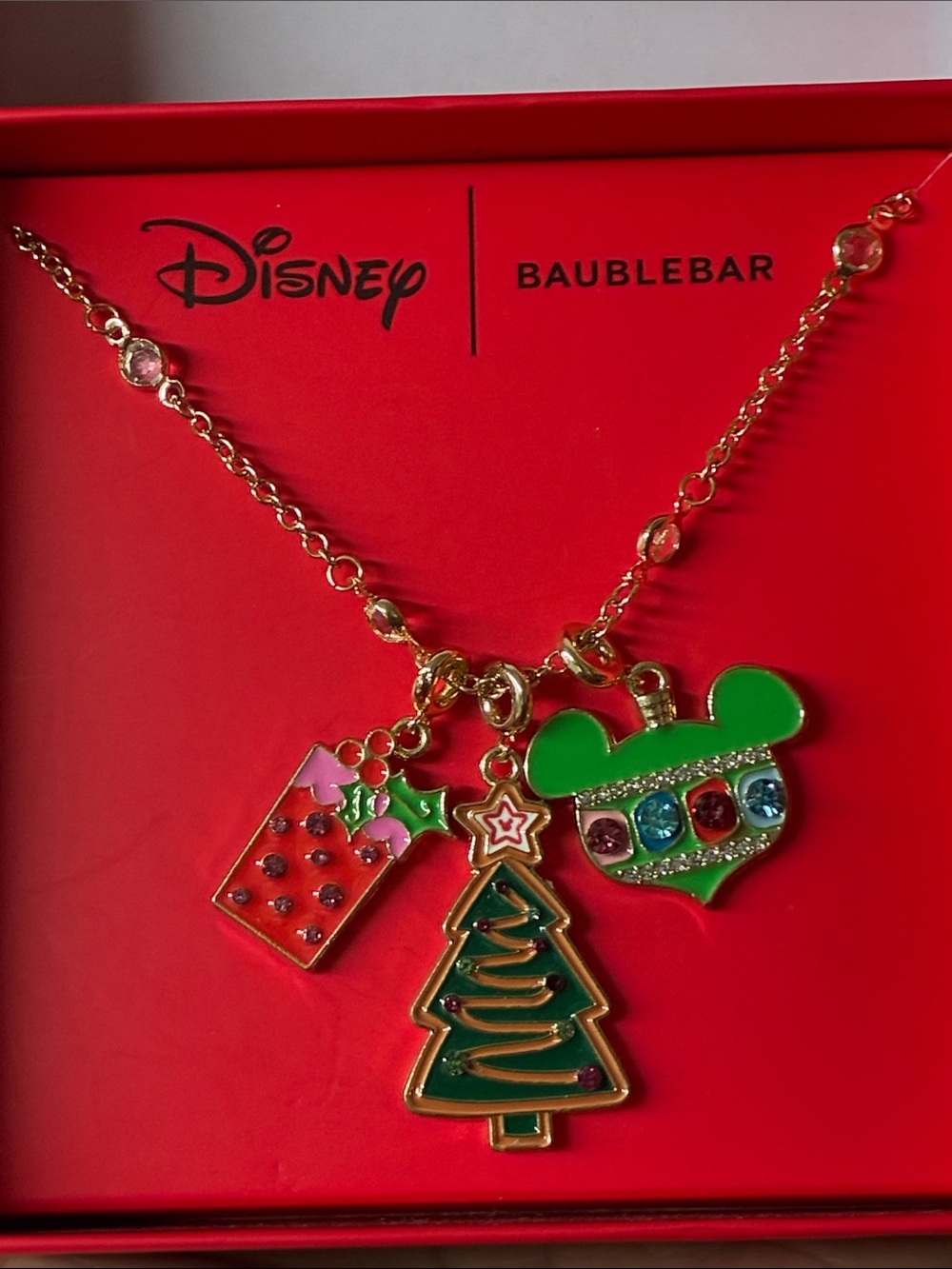 BaubleBar X Disney Holiday charm necklace